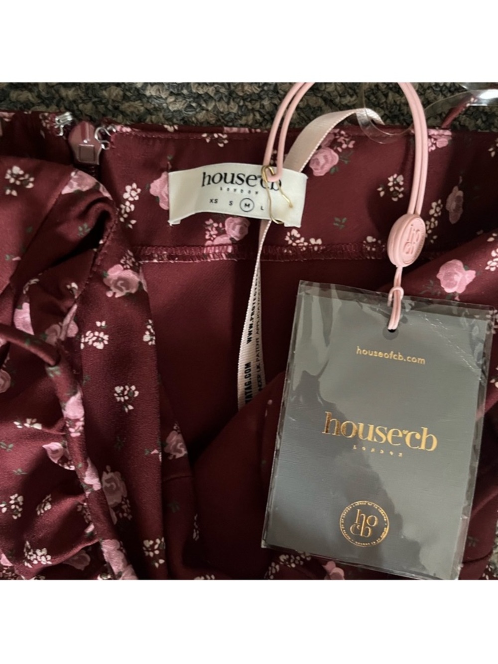 House of CB Burgundy Floral Maxi Dress with Side Slit - Picture 13 of 15